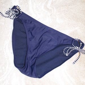 Navy side tie bikini bottoms